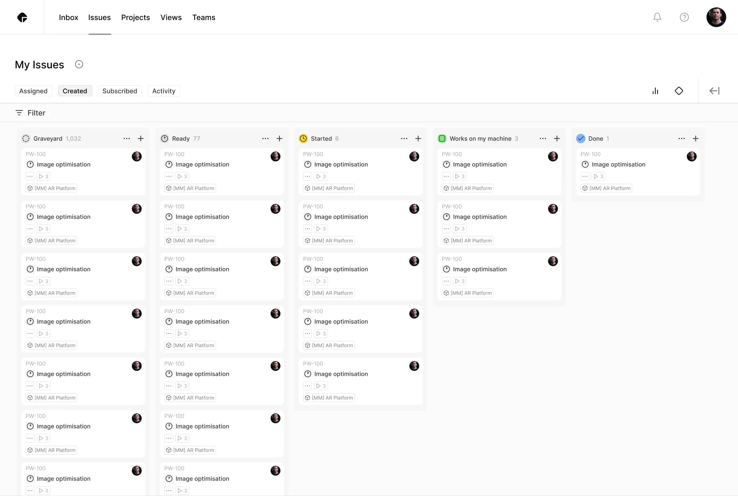 Streamline product interface showing Kanban